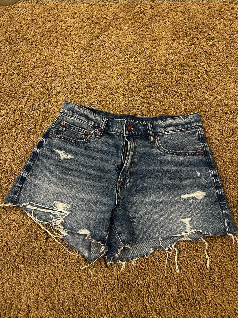 American Eagle Outfitters Distressed Dark Blue Denim Cutoff Shorts